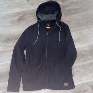 RIP CURL MEN'S ANTI-SERIES JACKET FULL ZIP HOODED TIE HEM BLACK SIZE L